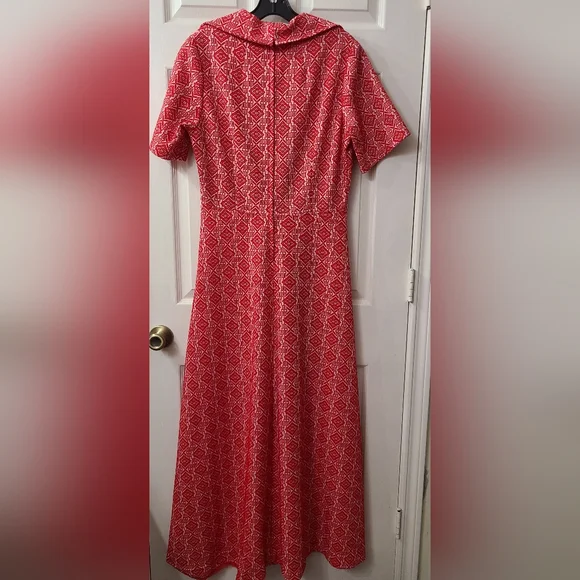 Vintage 1970s Jacquard Double Knit Maxi Dress - Picture 8 of 8